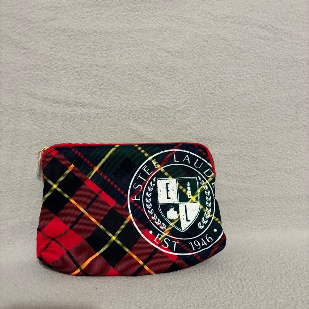Estee Lauder Tartan Plaid Cosmetic Pouch Make-up Bag